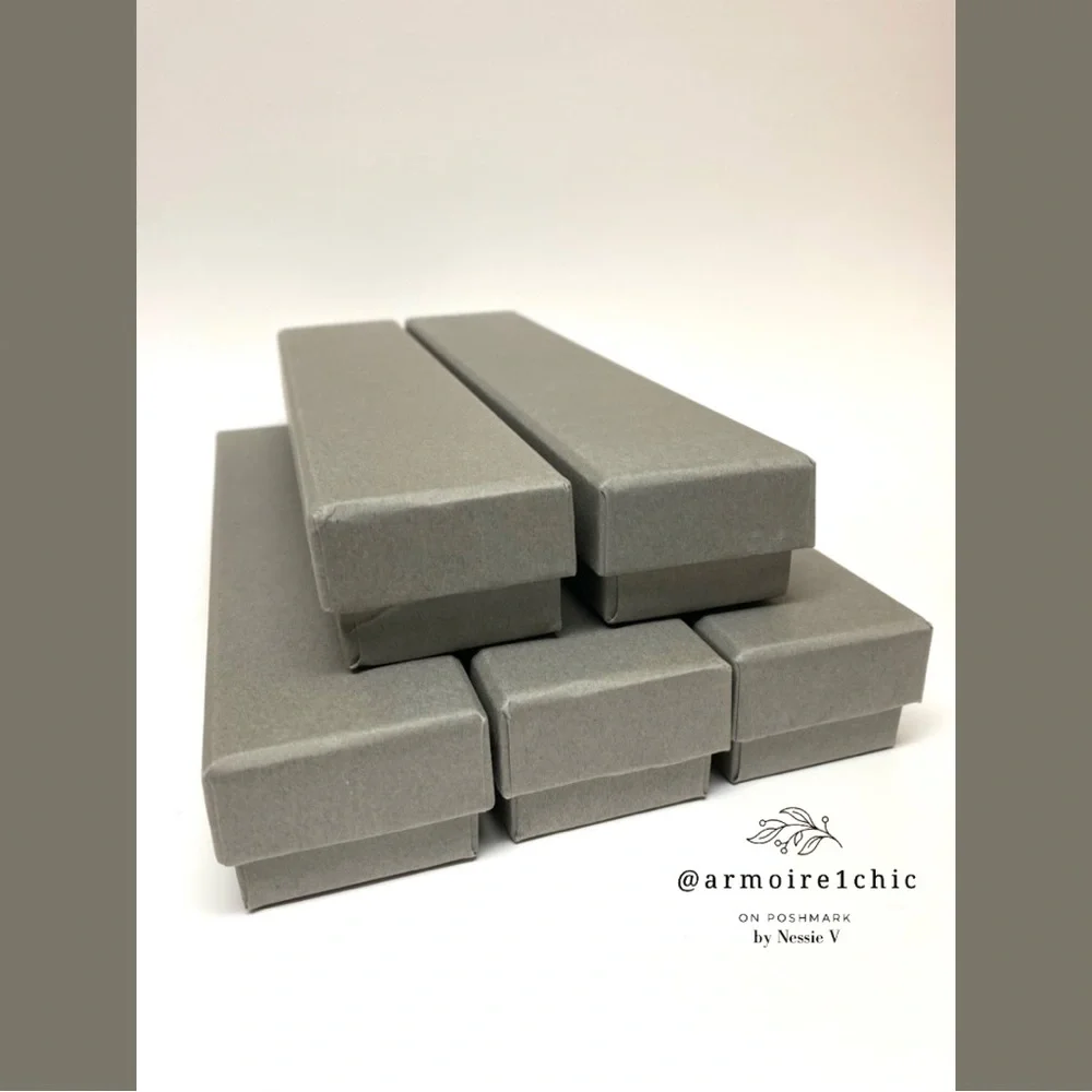 WHOLESALE | 5 pack of Long JEWELRY BOXES | Cardboard & Black Sponge Padding